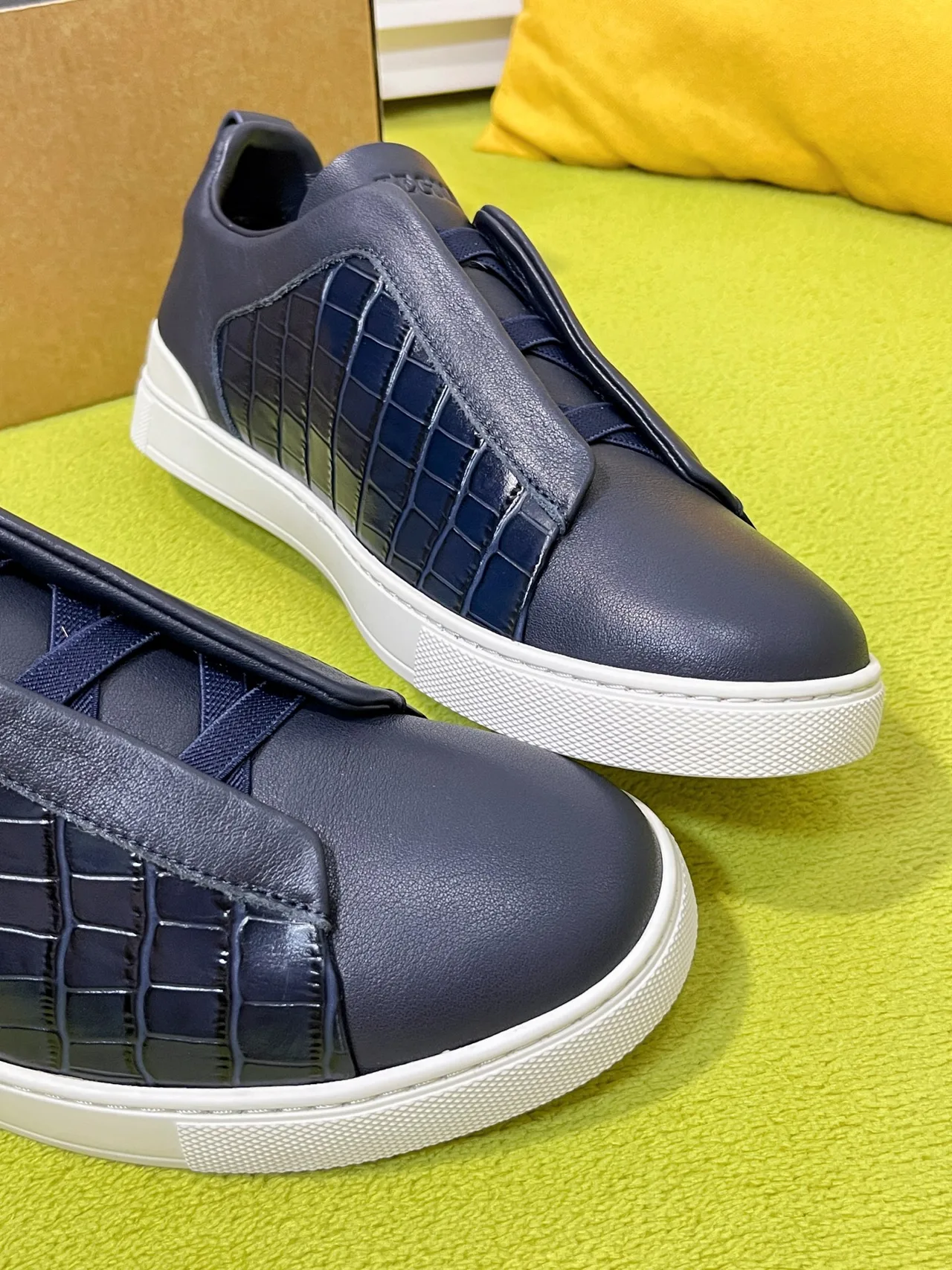 Zegna Triple Stitch Sneakers in Blue · view 6