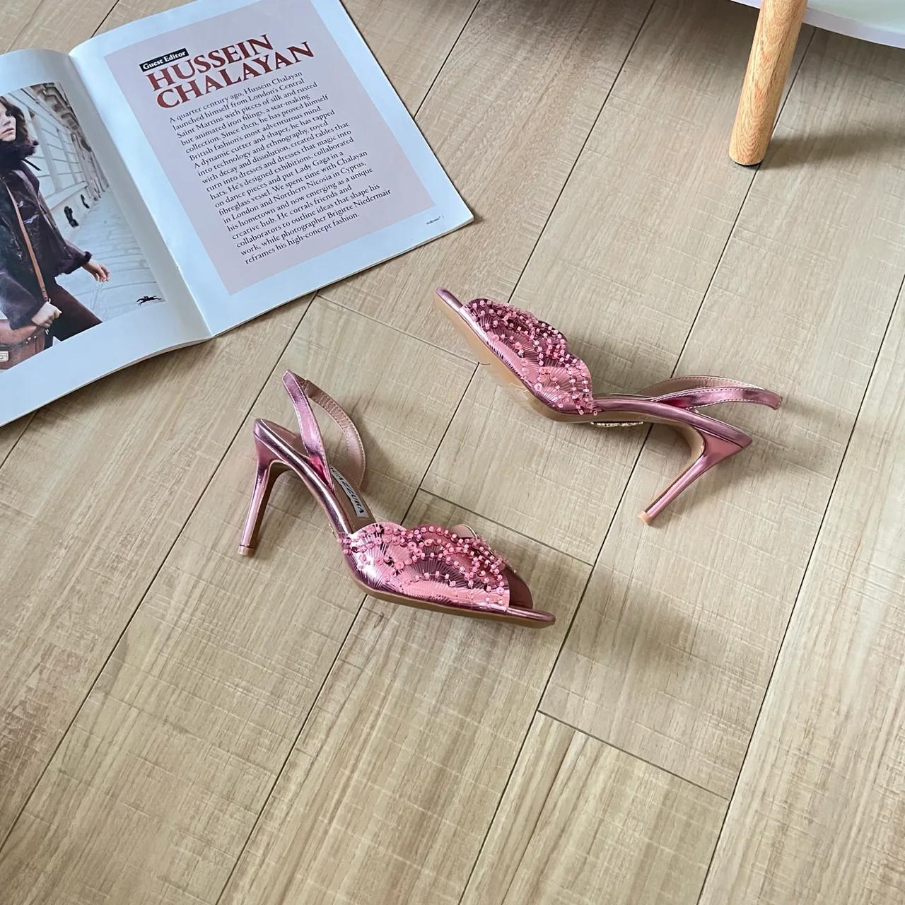 Aquazzura Sheepskin Glossy Bow Embellished Slingback Sandals in Pink · view 5