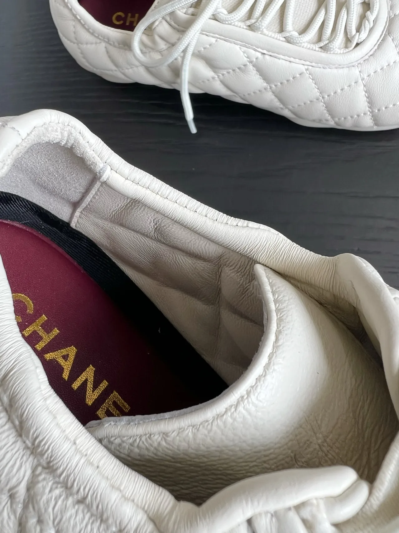 Chanel Sheepskin Quilted Sneakers in White · view 8
