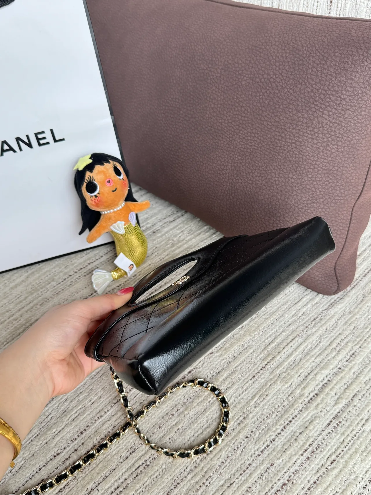 Chanel Quilted Top-Handle Mini Bag in Black · view 6