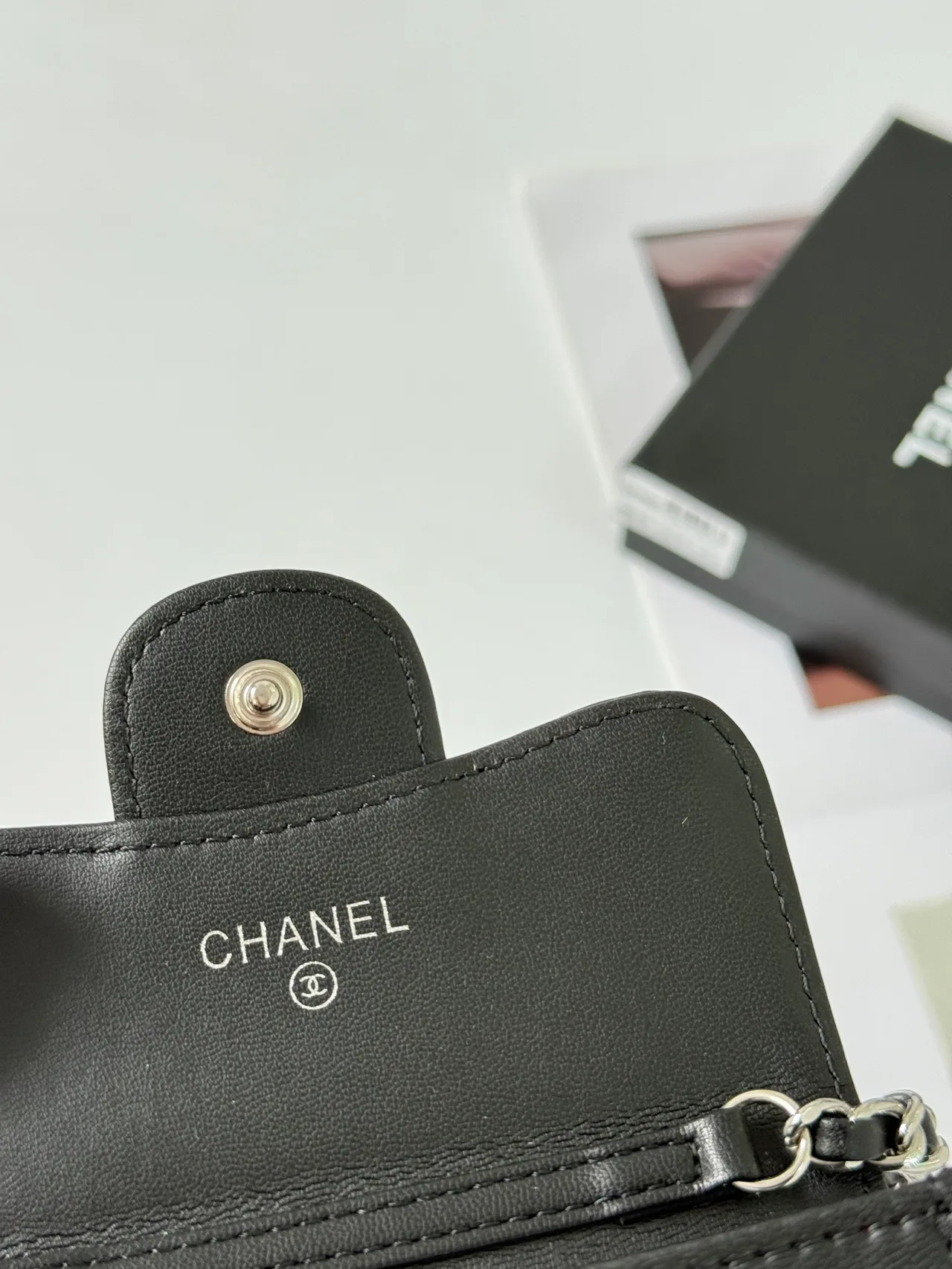 Chanel Quilted Glossy Handbag in Black · view 5