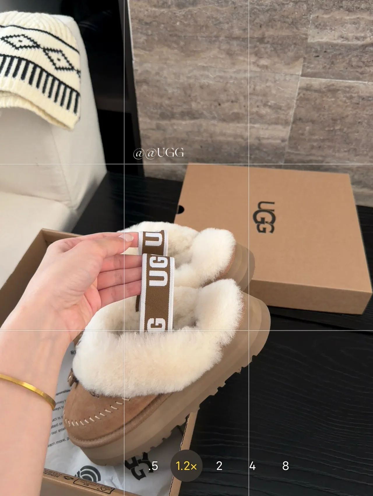 UGG Cowhide Wool Smooth Buckle Slippers in Tan · view 7