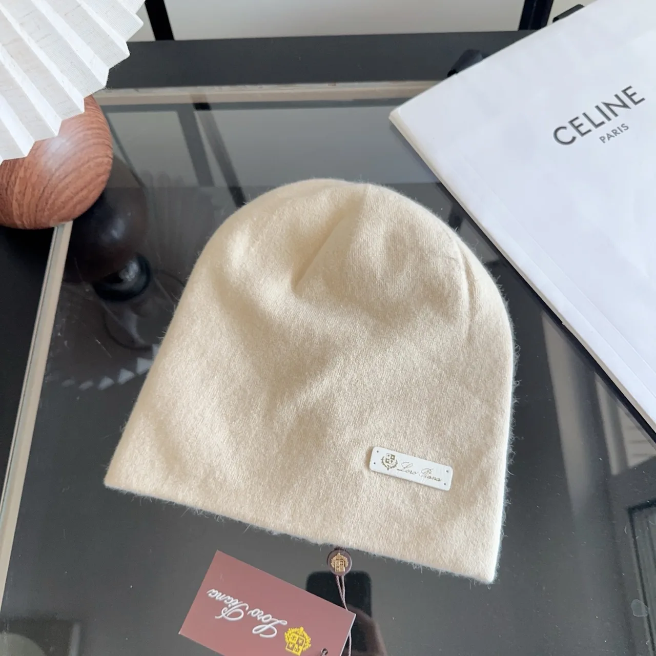 Celine Smooth Beanie in Cream · view 4