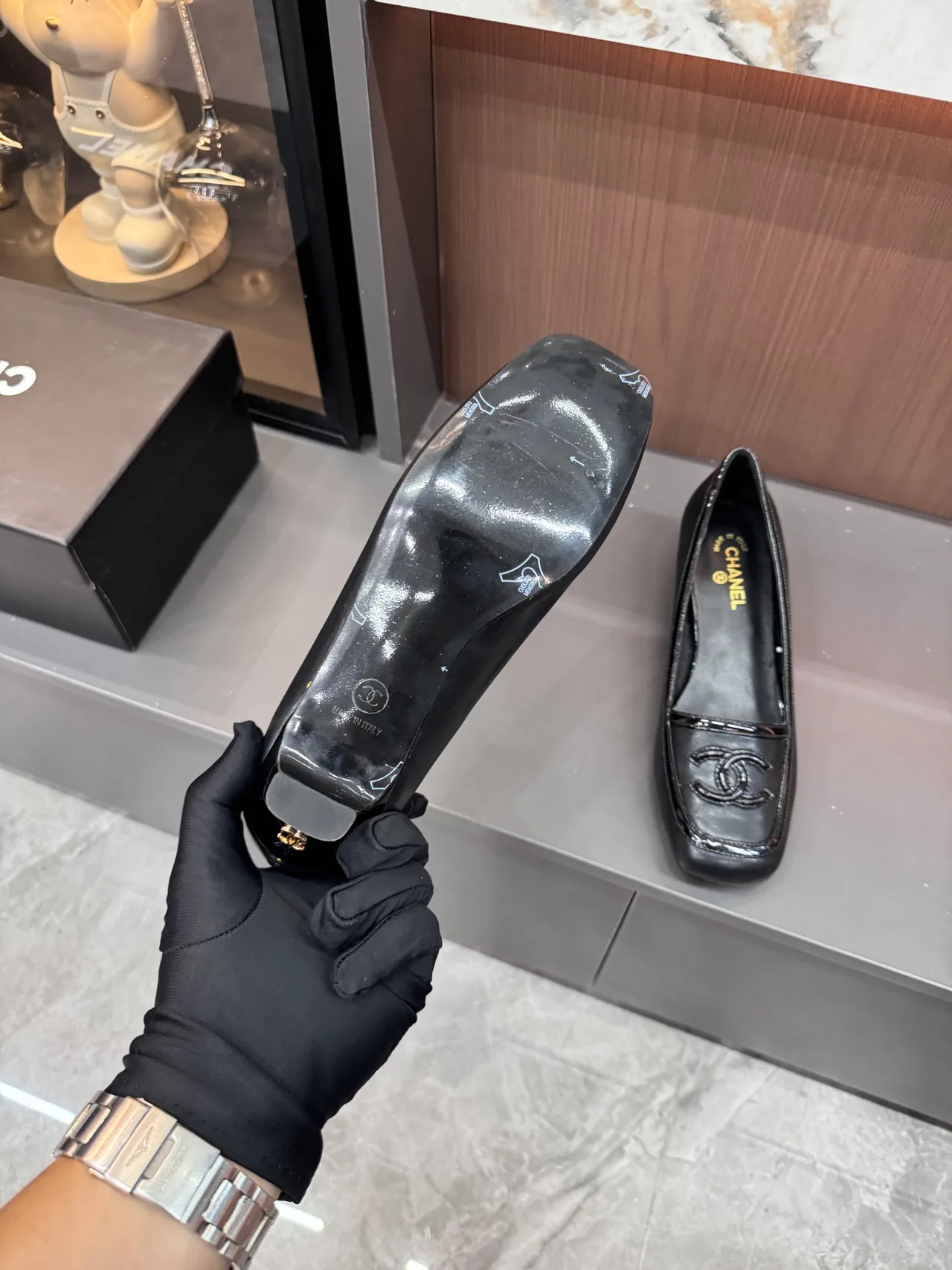 Chanel Cowhide Round-Toe Loafers in Black · view 8