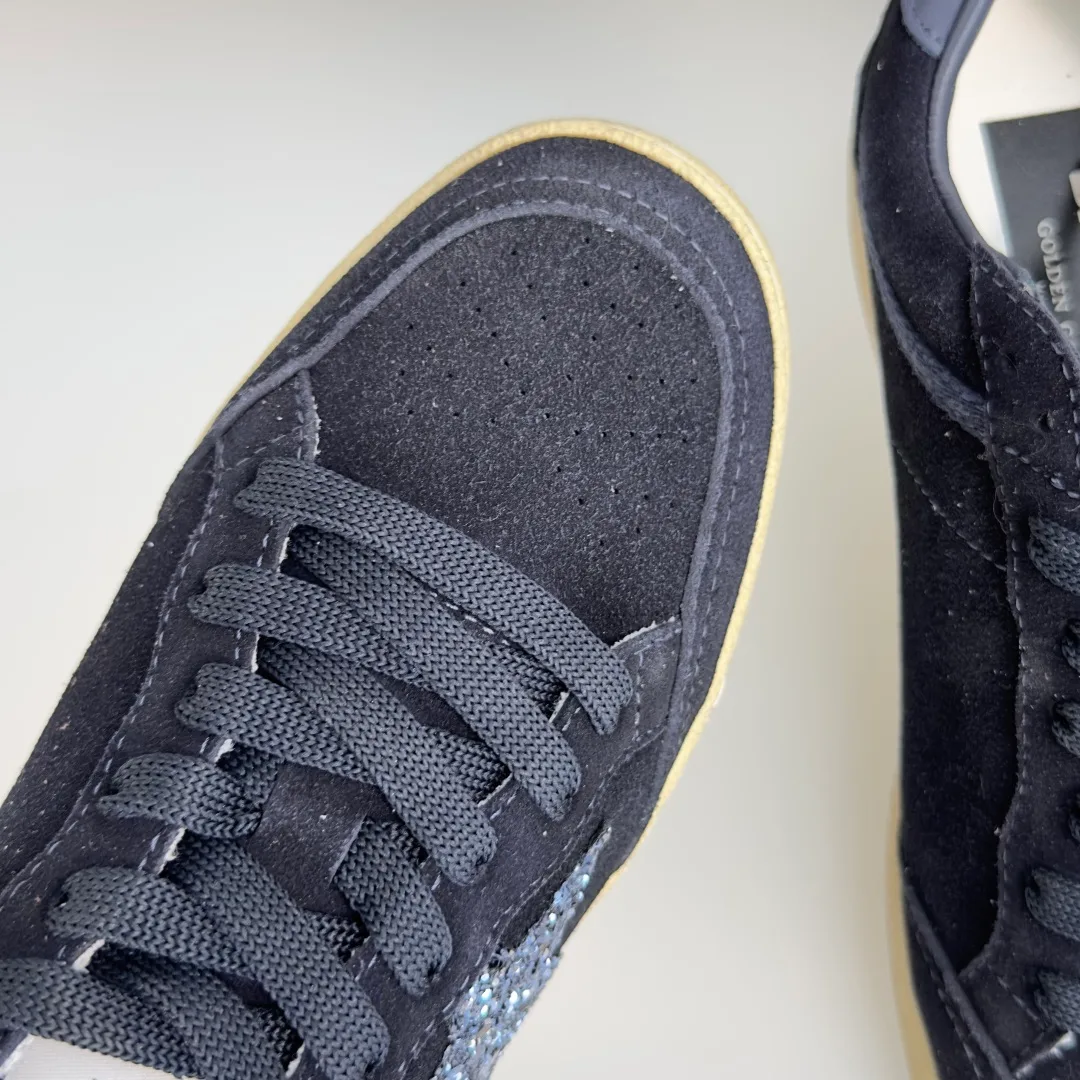 Golden Goose Cowhide Suede-Look Ball Star Sneakers in Blue · view 7