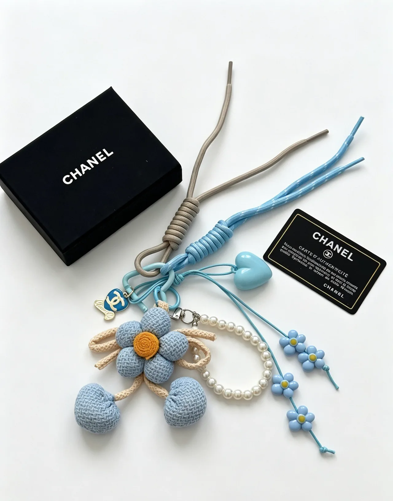 Chanel Smooth Flower Bag Charm in Blue · view 1