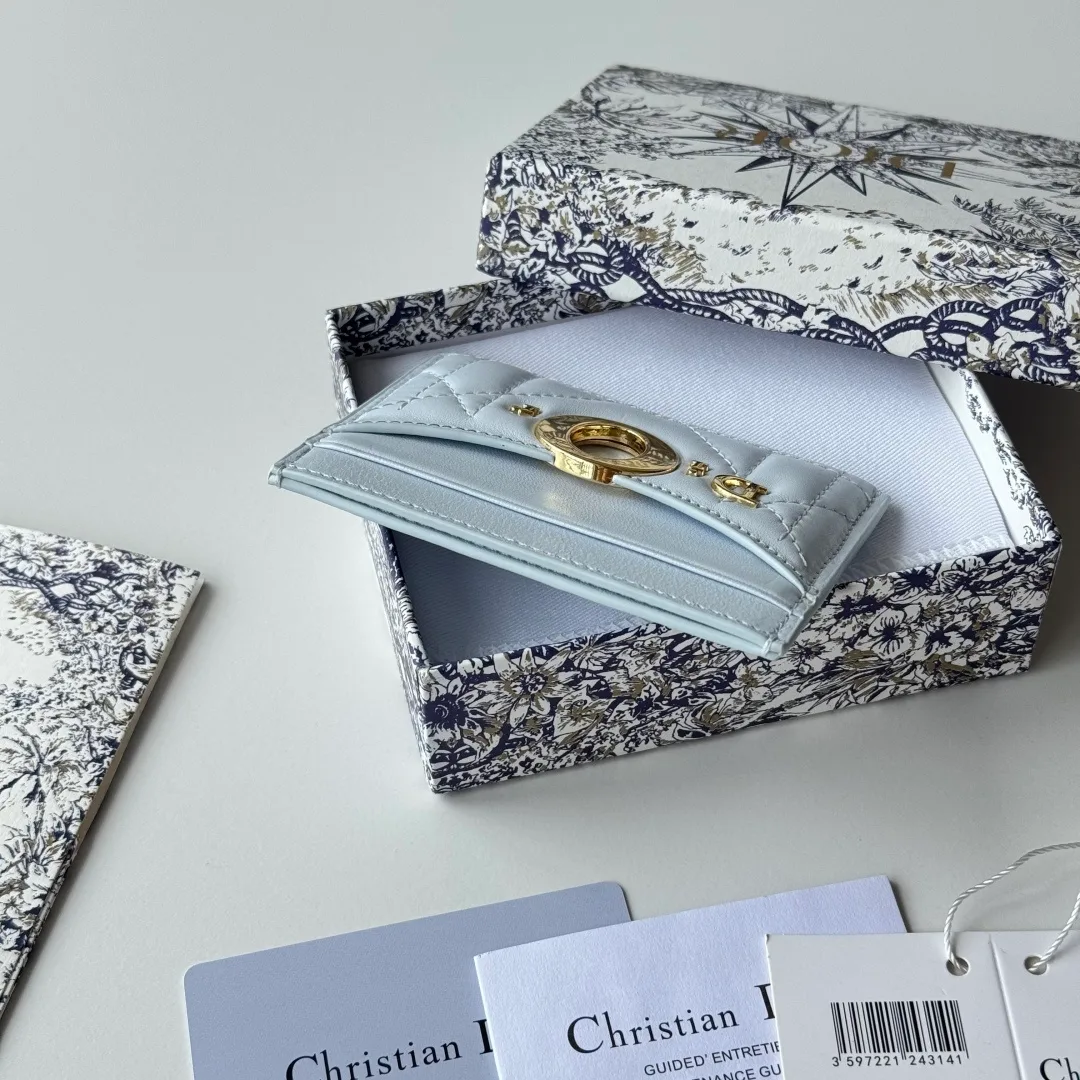 Dior Lambskin Quilted Cardholder in Blue · view 4