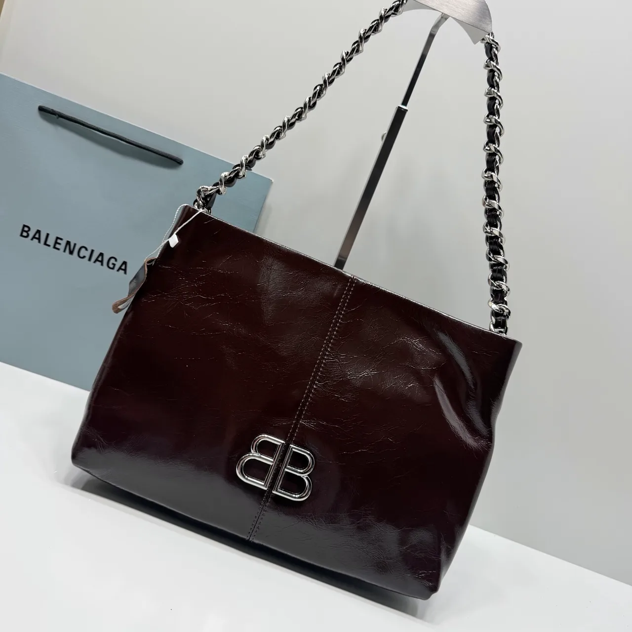 Balenciaga Cowhide Glossy Hobo Bag in Brown · view 2