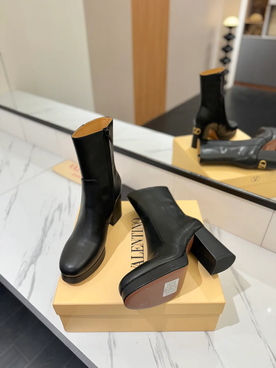 Valentino Cowhide Boots in Black · view 7