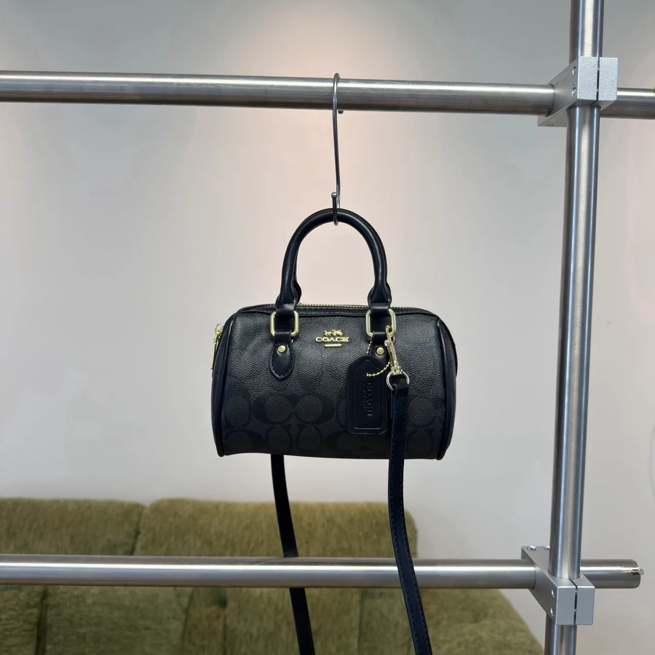 Coach Signature mini bowling bag in Grey / Beige / Pink / Brown / Black · view 1