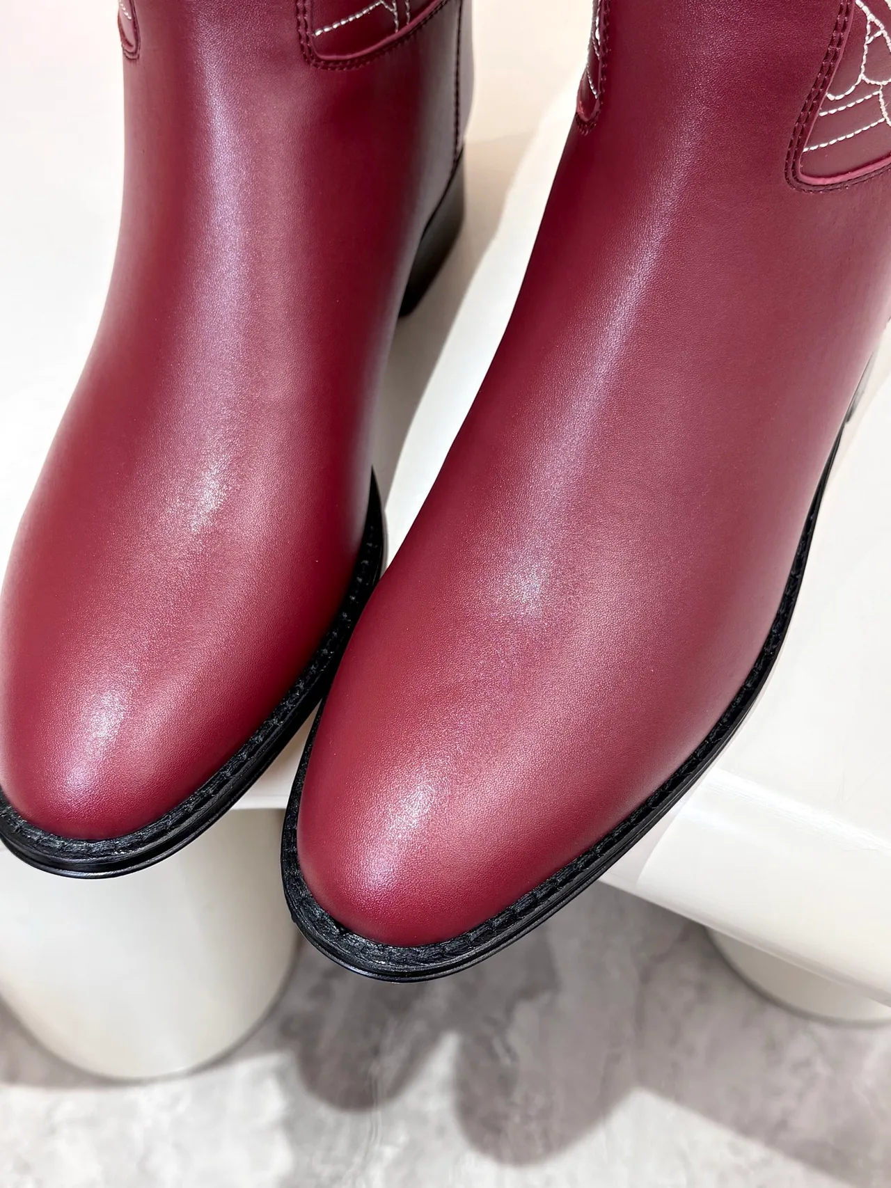 Hermes Cowhide Glossy Pointed-Toe Boots in Burgundy · view 7