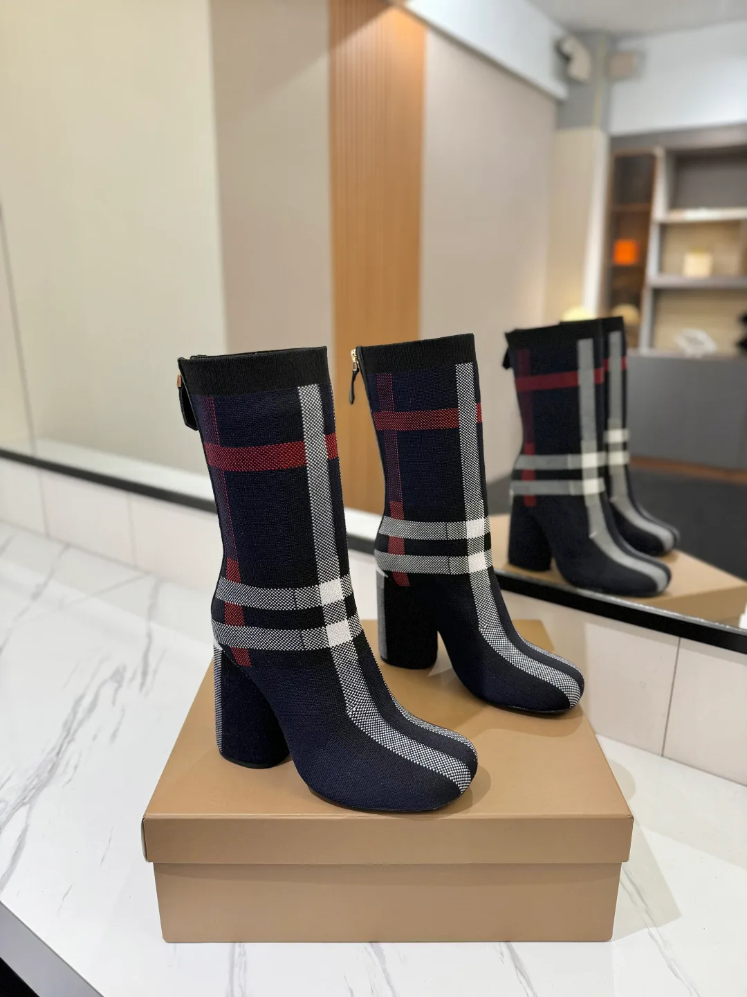 Burberry Knee-High Boots in Blue · view 1