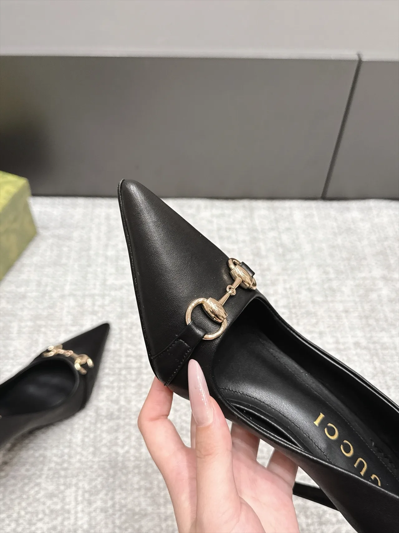 Gucci Sheepskin Horsebit Heel Pumps in Black · view 8