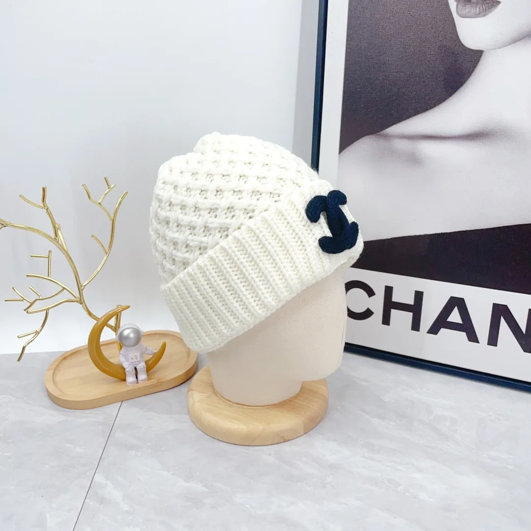 Chanel Wool CC Knit Beanie in White · view 6