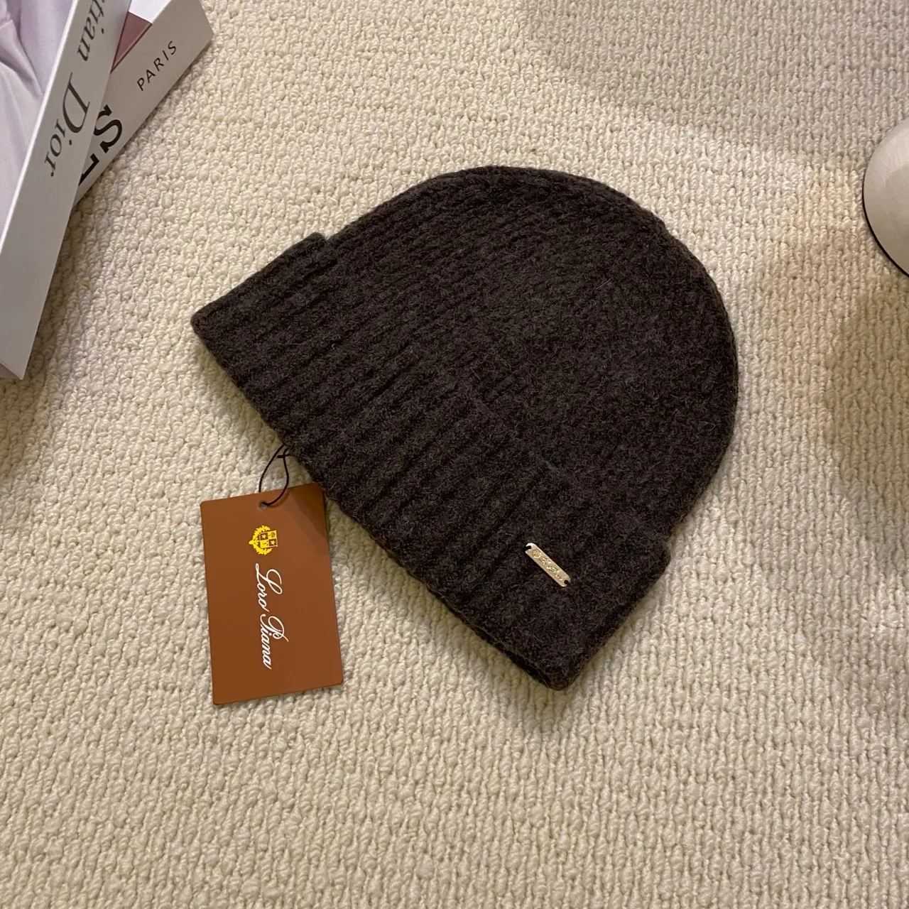 Loro Piana Beanie in Black & White & Beige & Orange & Grey & Brown · view 6