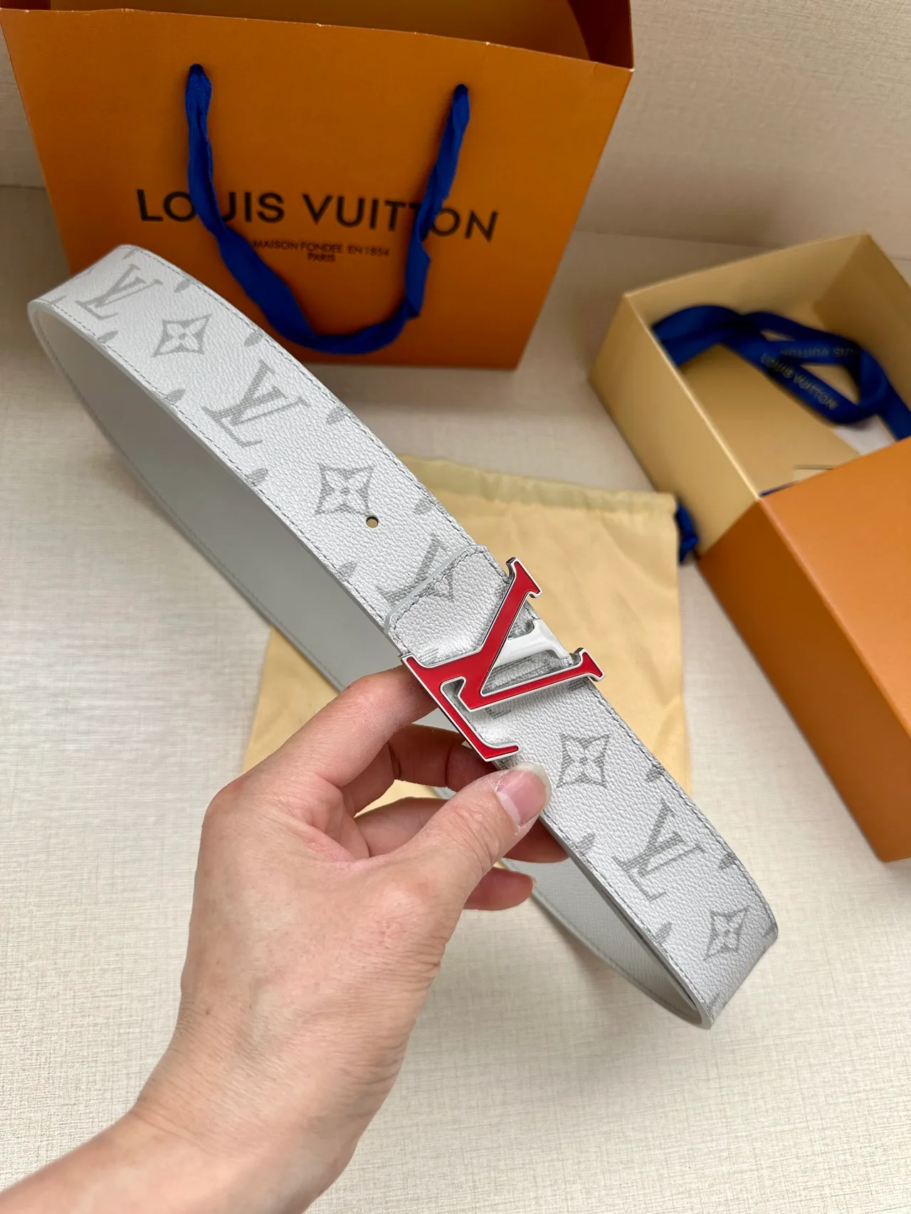 Louis Vuitton Canvas Glossy Belt in White · view 2