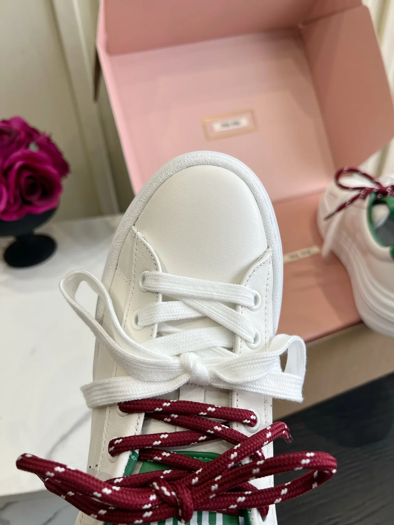 Miu Miu Cowhide Denim Sneakers in White · view 7