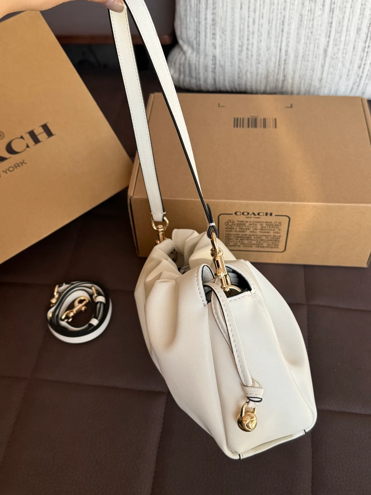 Coach Smooth Clutch in White · view 2