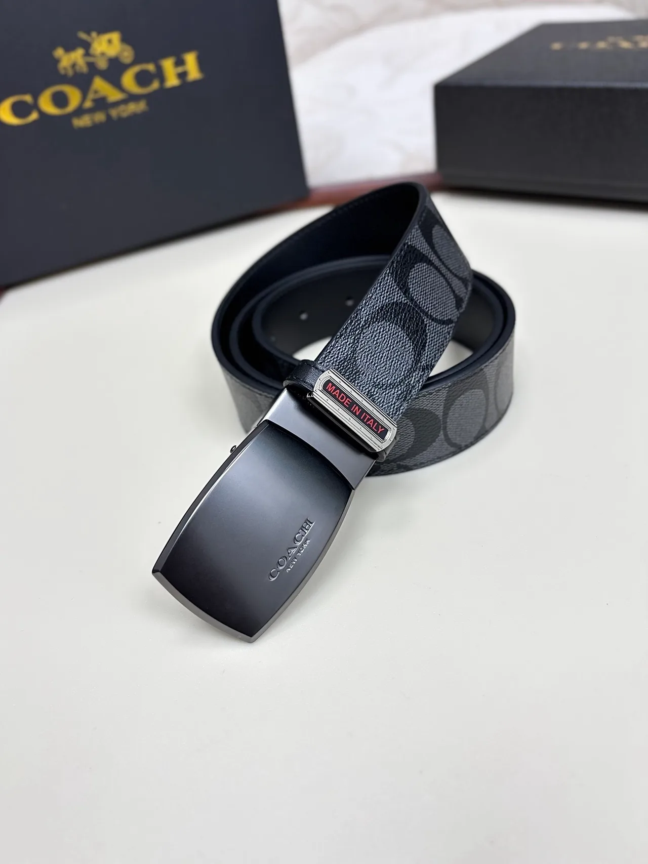 Coach Glossy Belt in Grey · view 1
