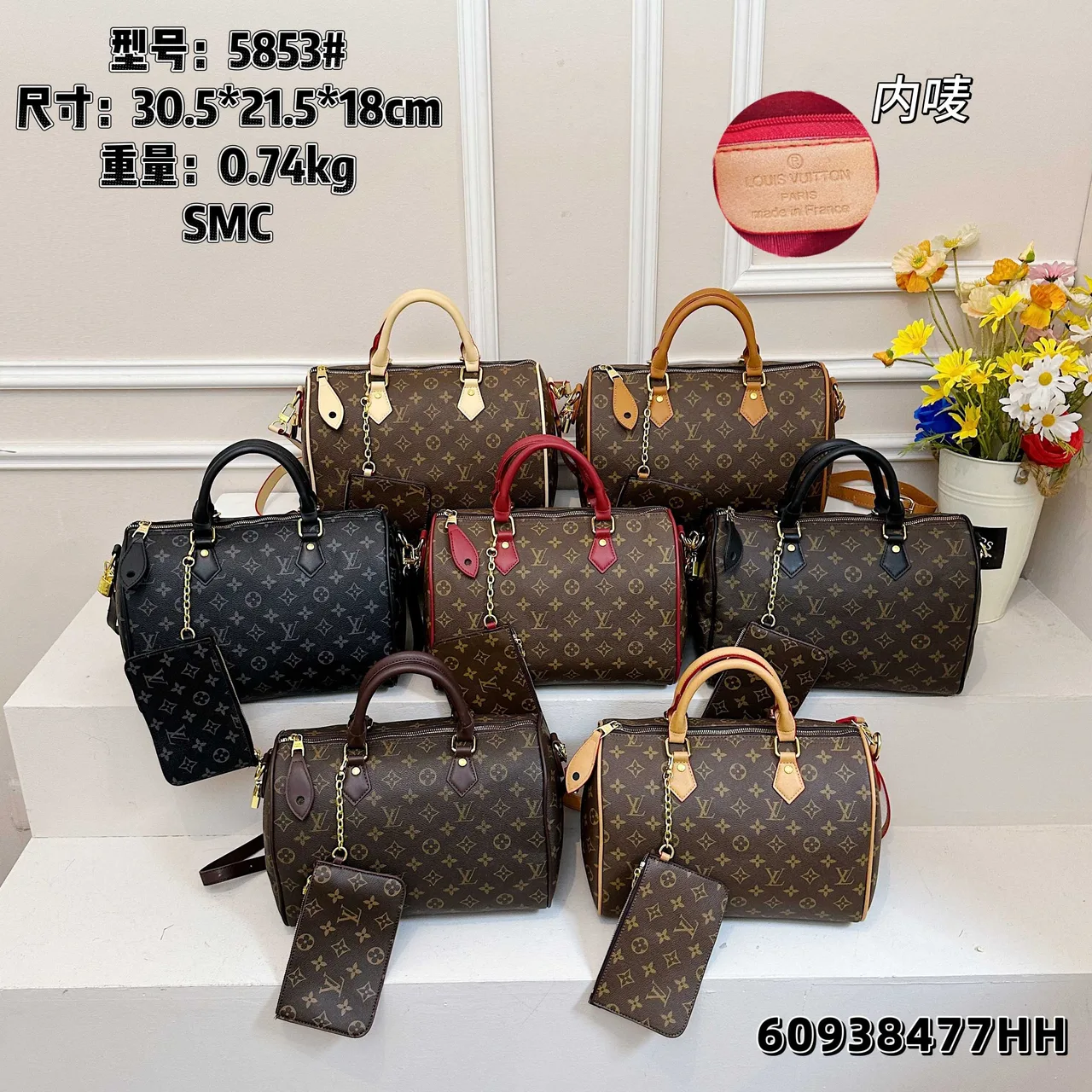 Louis Vuitton Monogram Speedy Bag in Brown & Grey · view 7