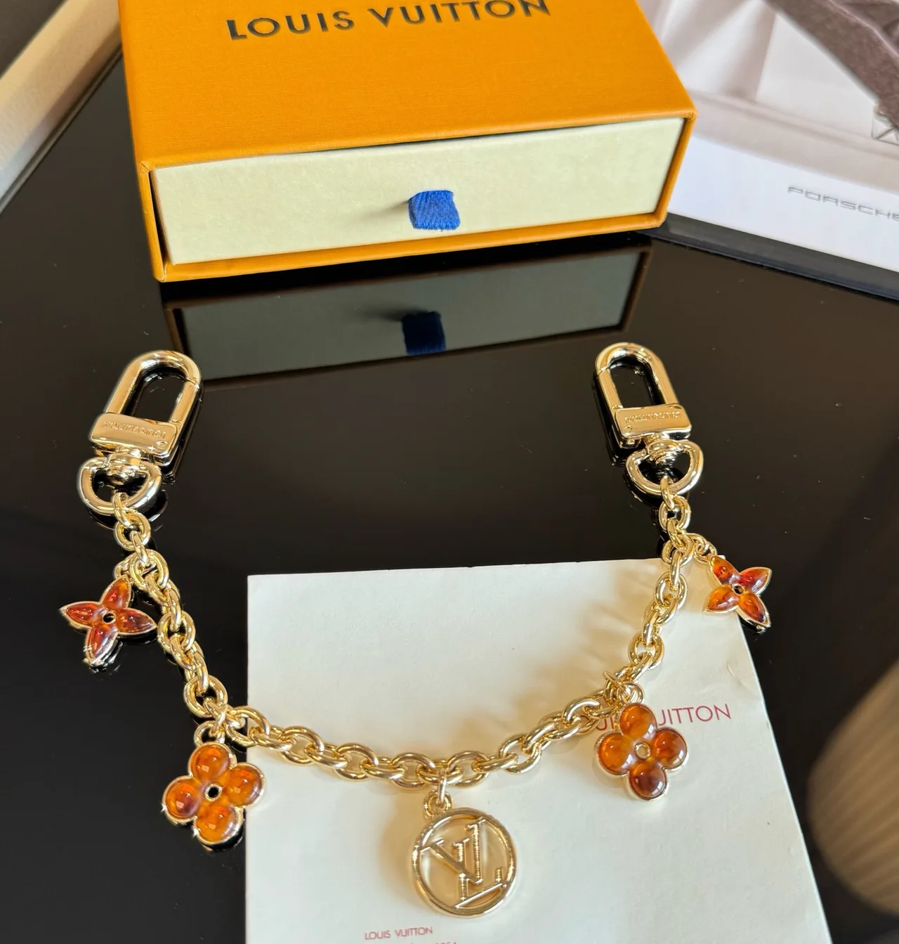 Louis Vuitton Glossy Flower Chain Bag Charm in Gold · view 2
