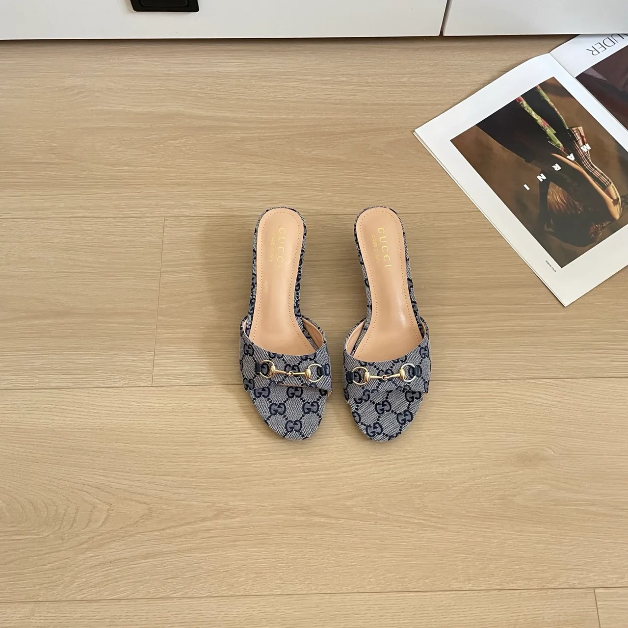 Gucci Heeled Mules in Blue · view 1