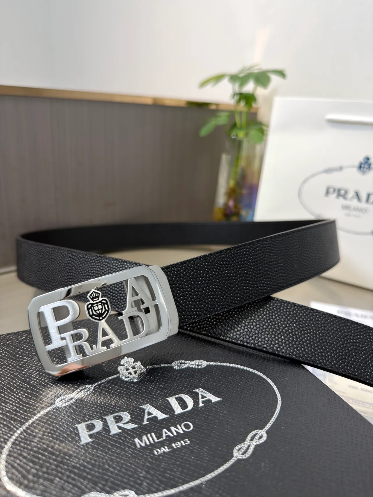 Prada Calfskin Belt in Black · view 3