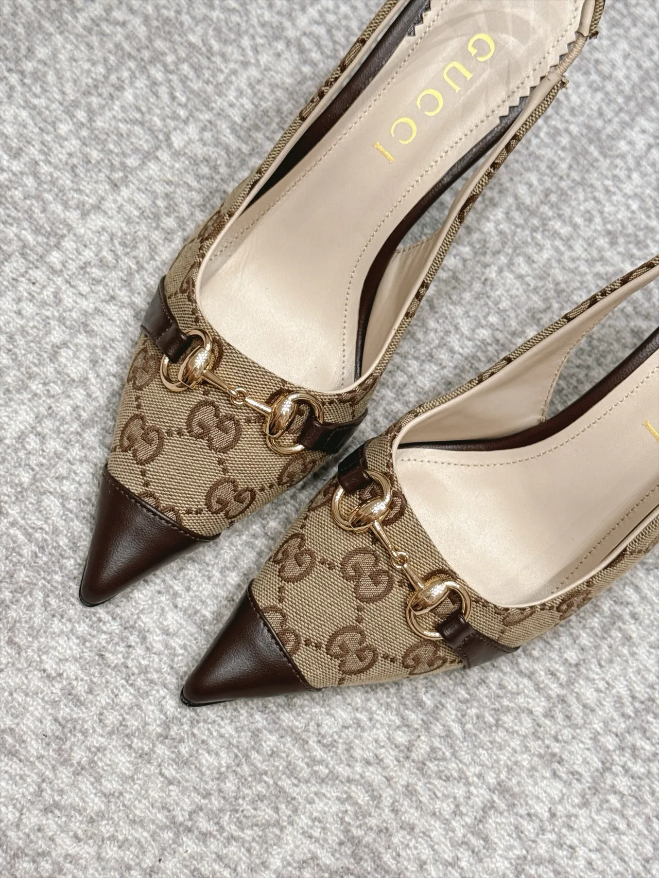 Gucci Monogram Slingback Pumps in Beige · view 8