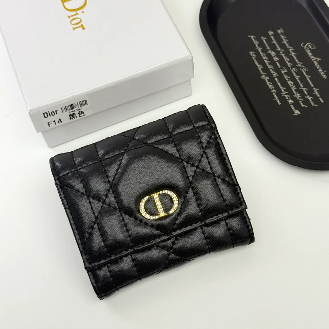 Dior Sheepskin Quilted Glossy Wallet in Black · view 1