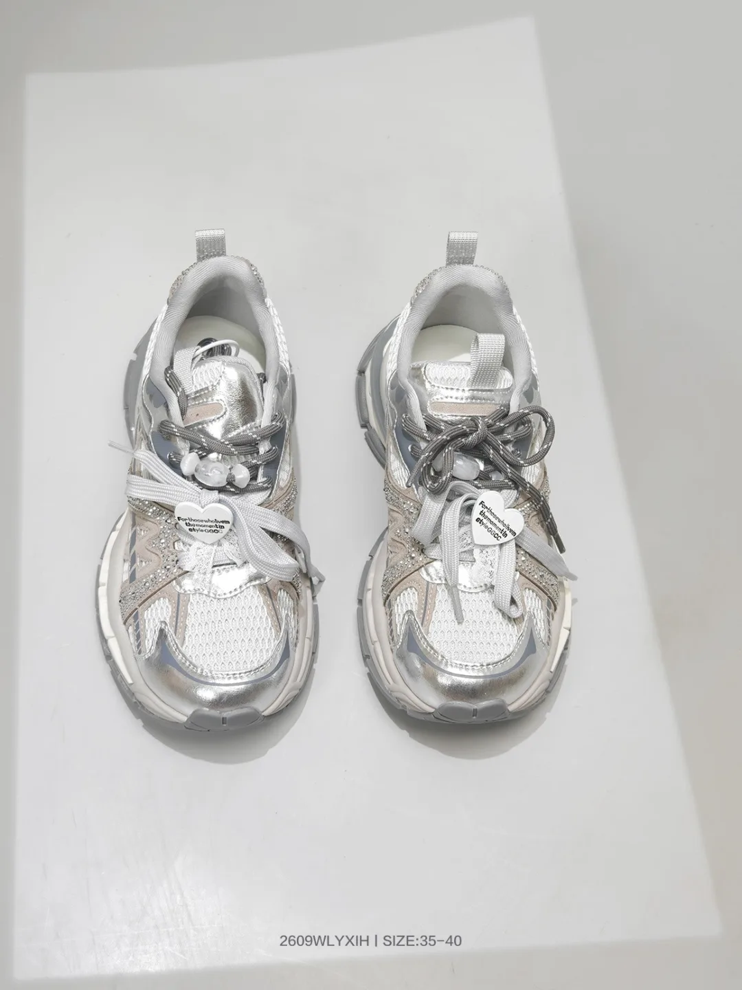 Balenciaga Glossy Bow Sneakers in Silver · view 4