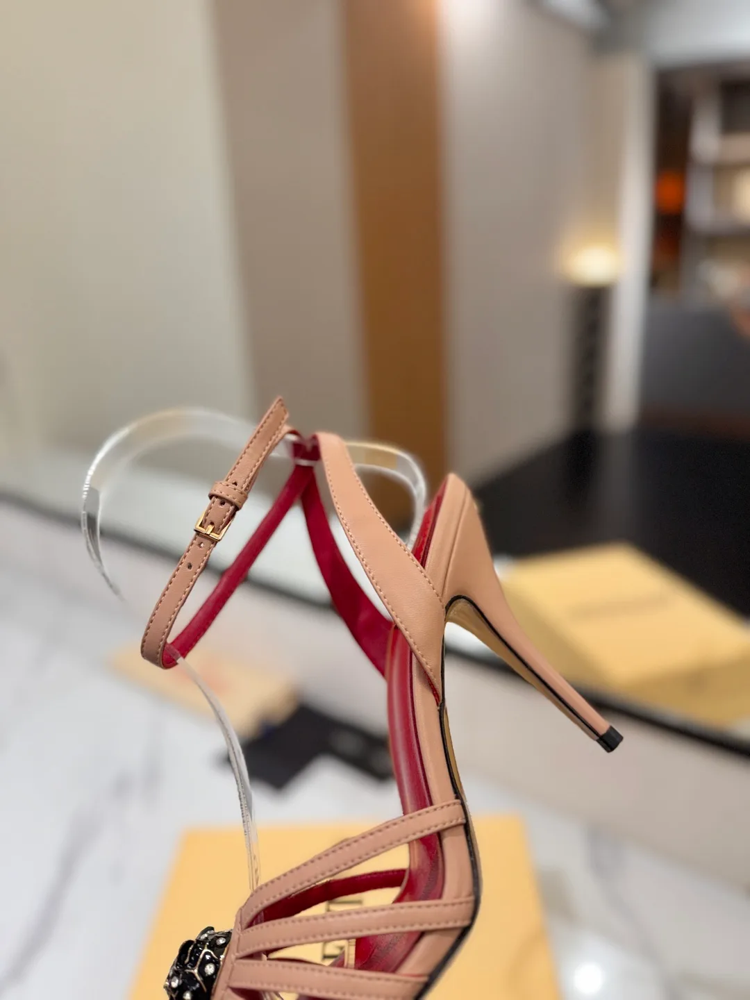 Valentino Jewel-Bow Strap Sandals in Pink · view 8