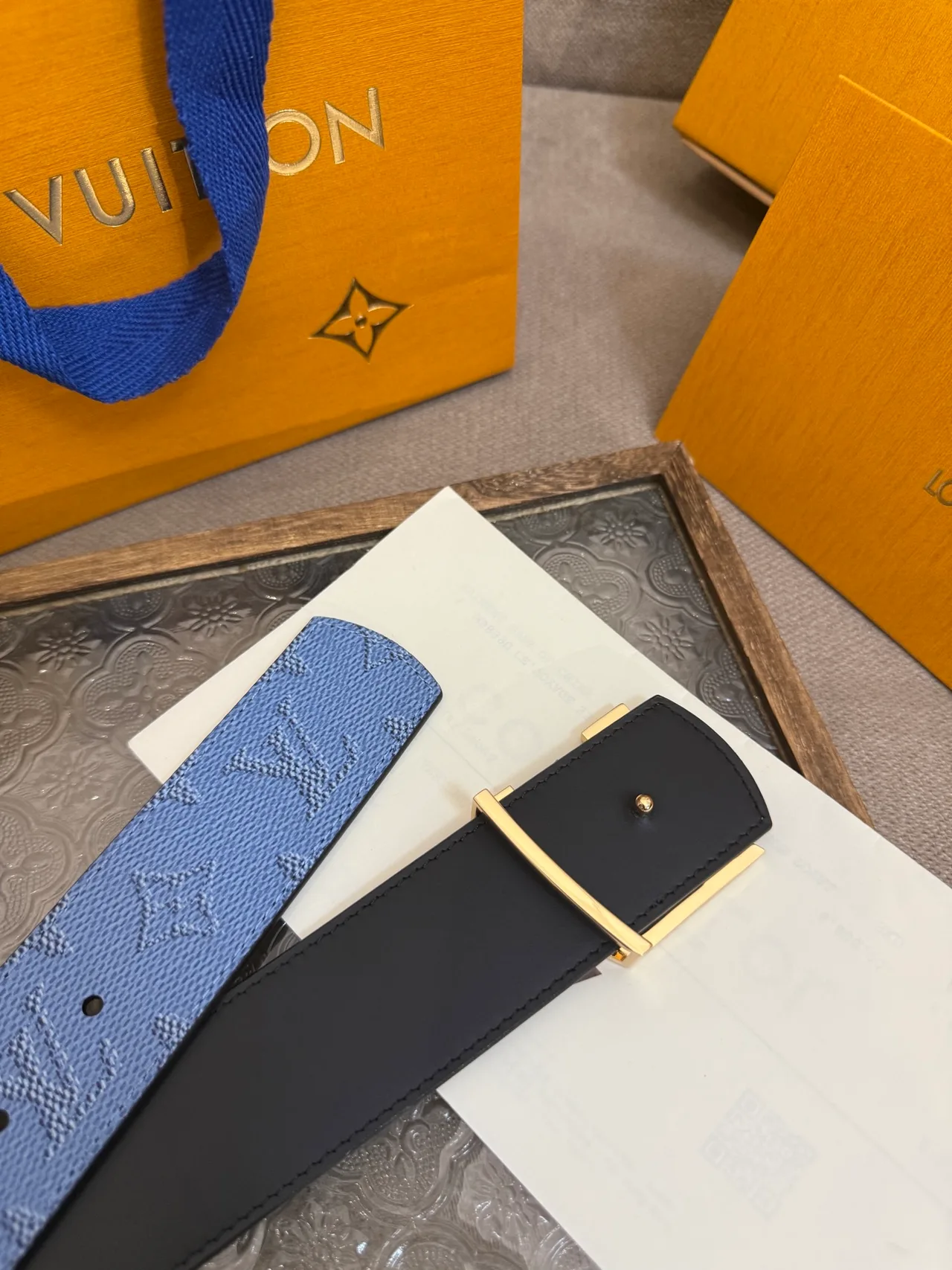 Louis Vuitton Leather Reversible Belt in Blue · view 7