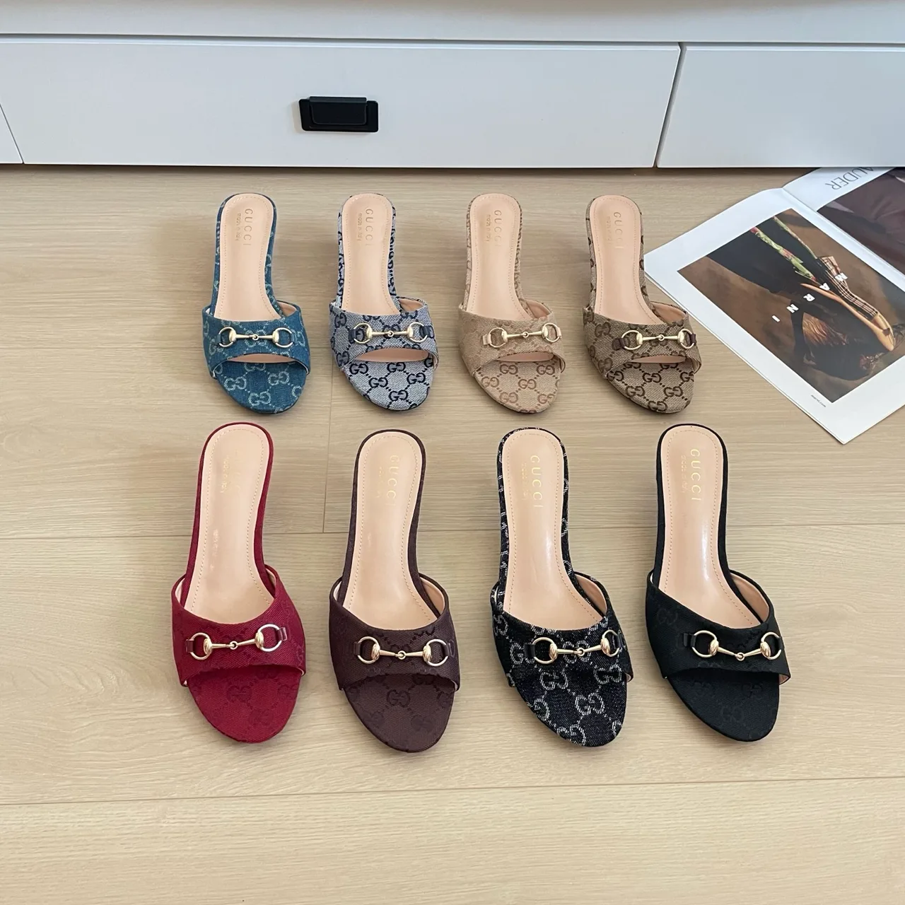 Gucci Horsebit Heel Mules in Blue / Grey / Beige / Brown / Red / Black · view 2