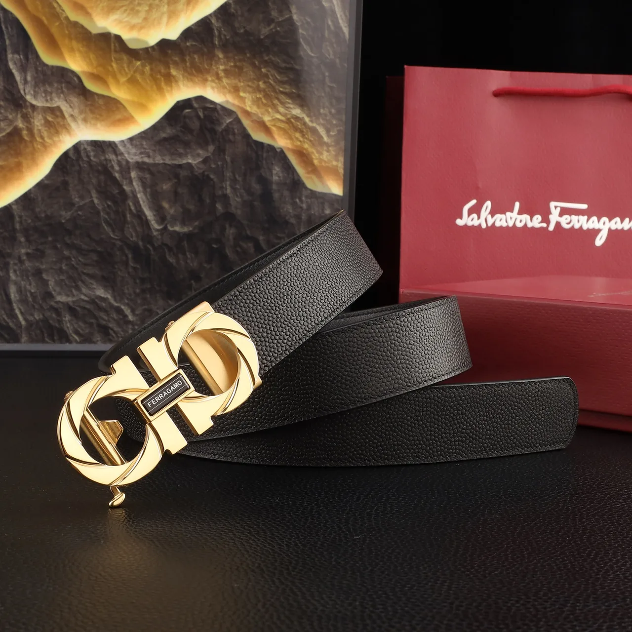 Ferragamo Automatic Belt in Black · view 2
