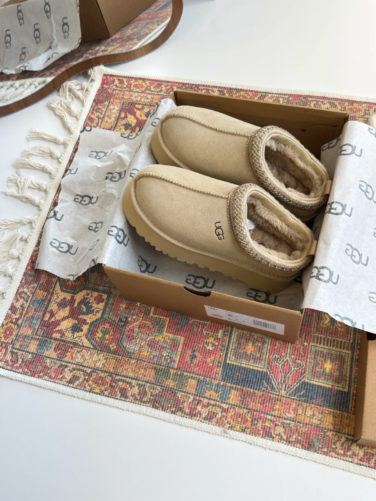 UGG Round-Toe Platform Mules in Beige · view 2