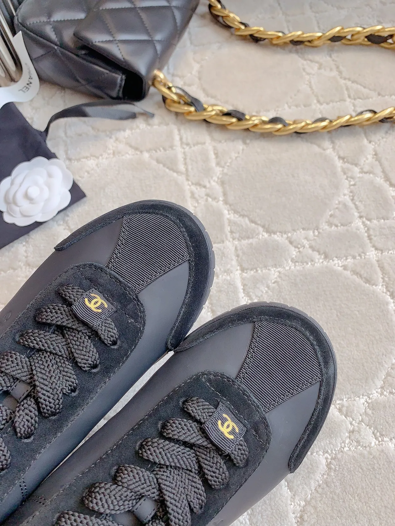 Chanel Cowhide Smooth Sneakers in Grey · view 6