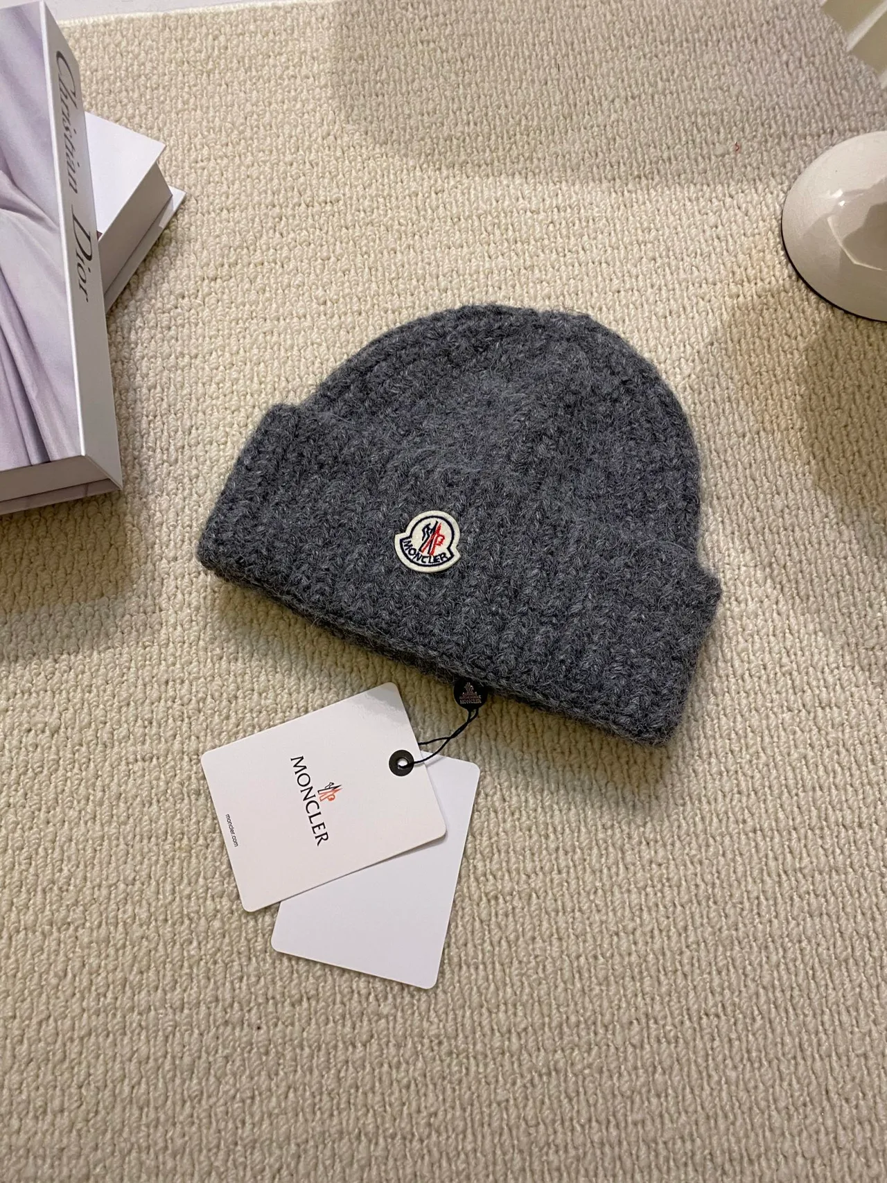 Moncler Beanie in White & Black & Beige & Grey & Brown · view 5