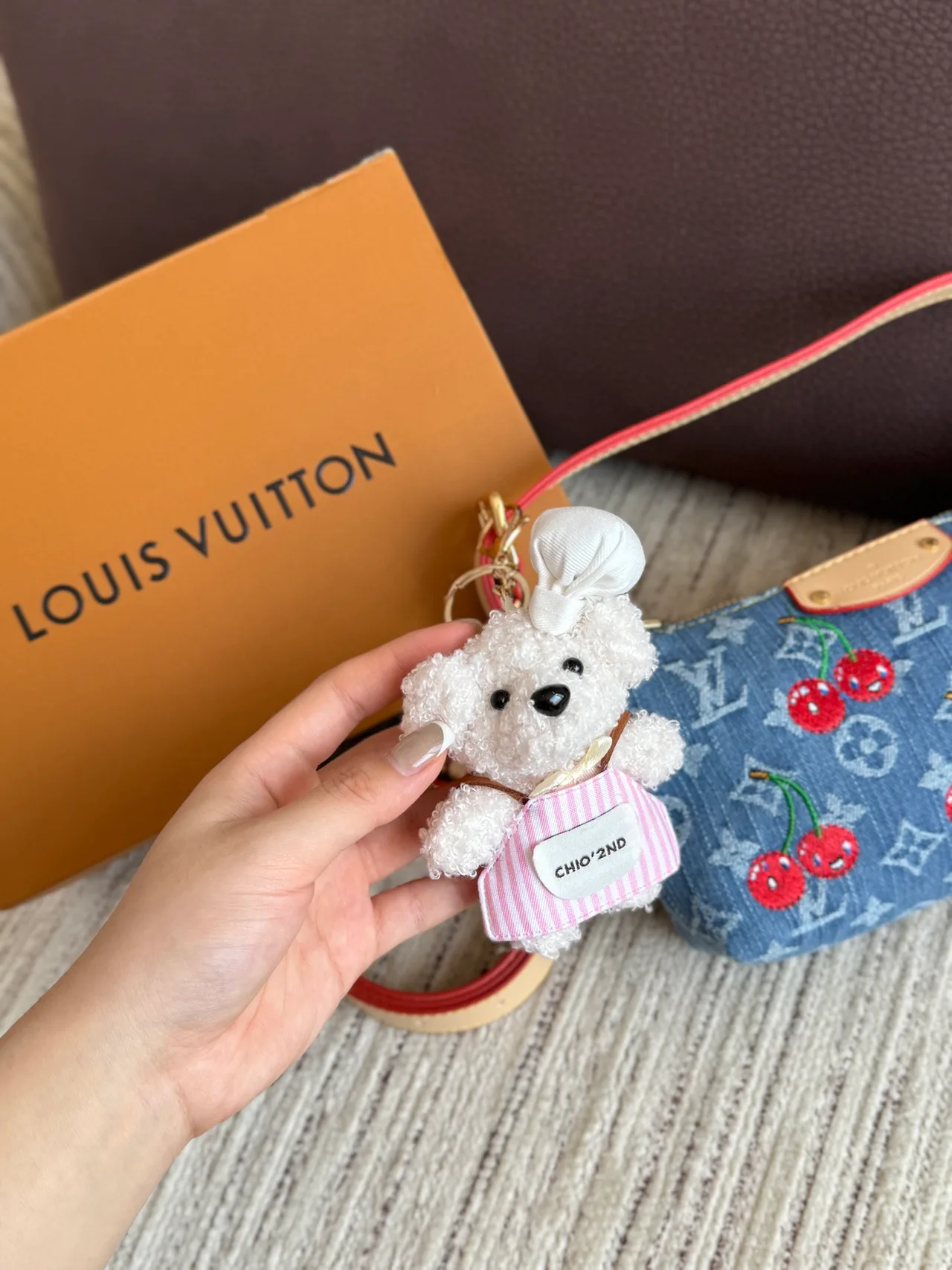 Louis Vuitton Embroidered Cherry Denim Pouch in Blue · view 5