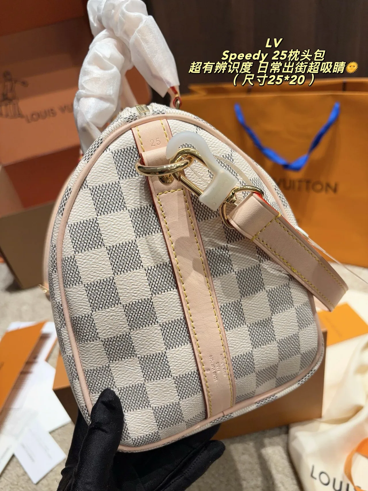 Louis Vuitton Speedy 25 Canvas Crossbody Bag in Grey · view 8