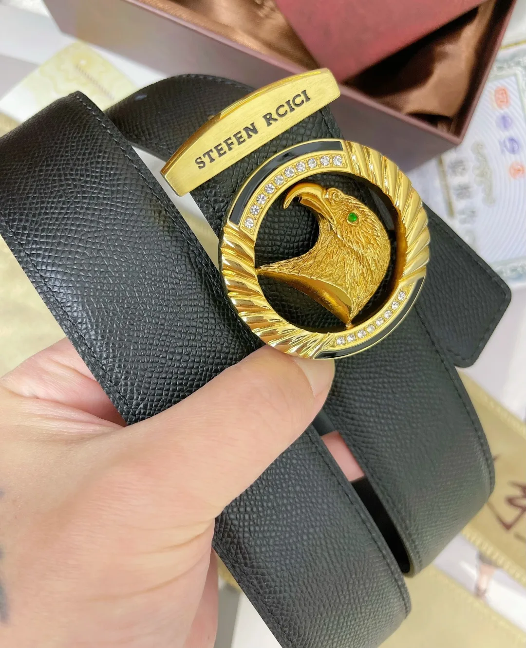 Stefen Rcici Eagle Buckle Belt in Black · view 5