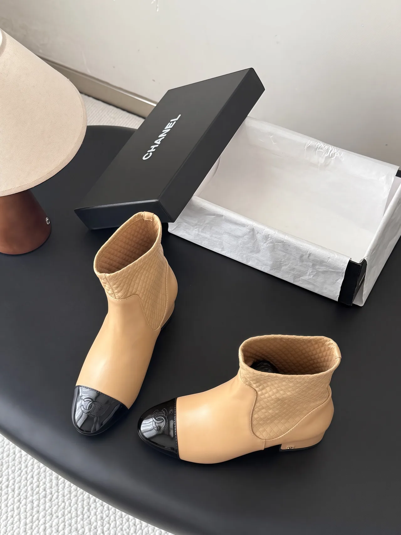 Chanel Cowhide Boots in Beige · view 4