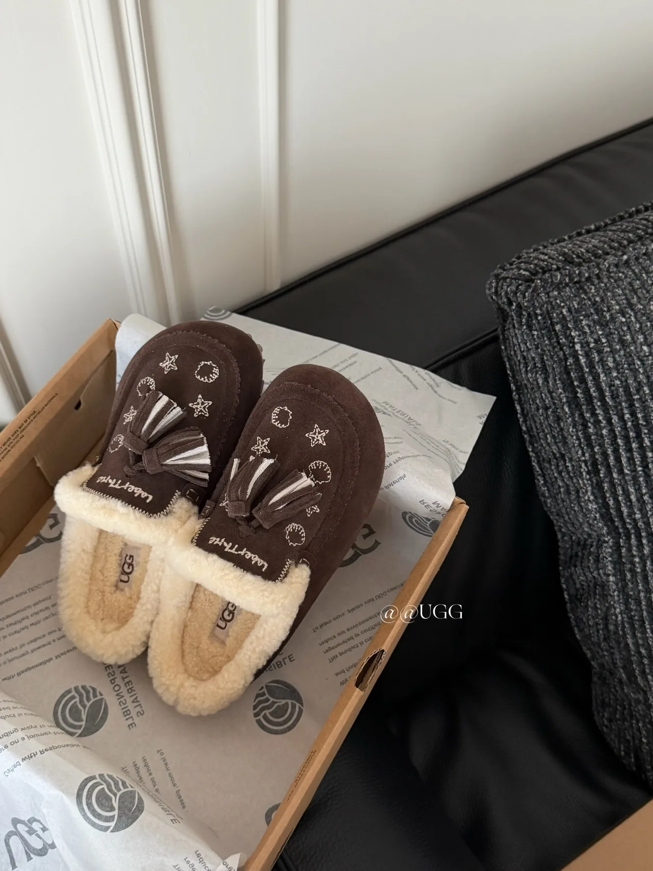 UGG Cowhide Slippers in Brown · view 4