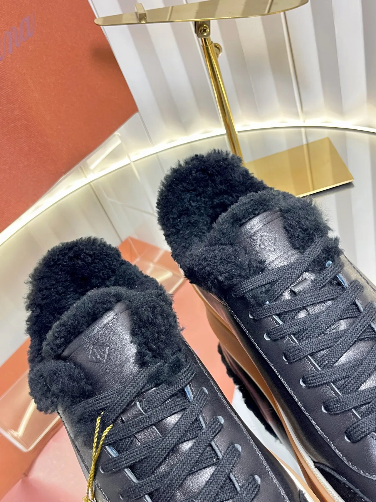 Cashmere Lined Low-Top Sneakers in Black · view 8