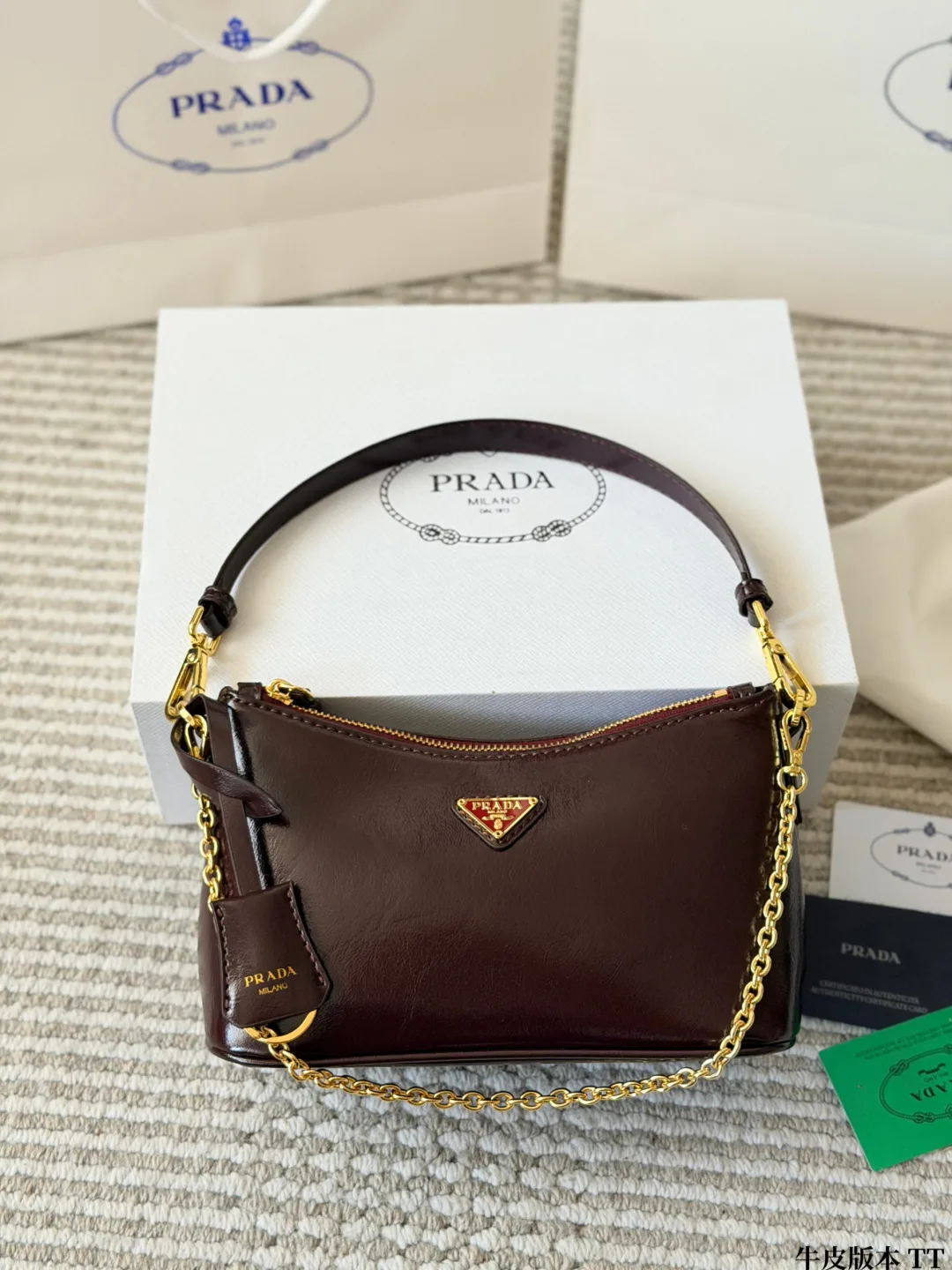 Prada Demi-Lune Bag in Black & Tan & Brown & White · view 7