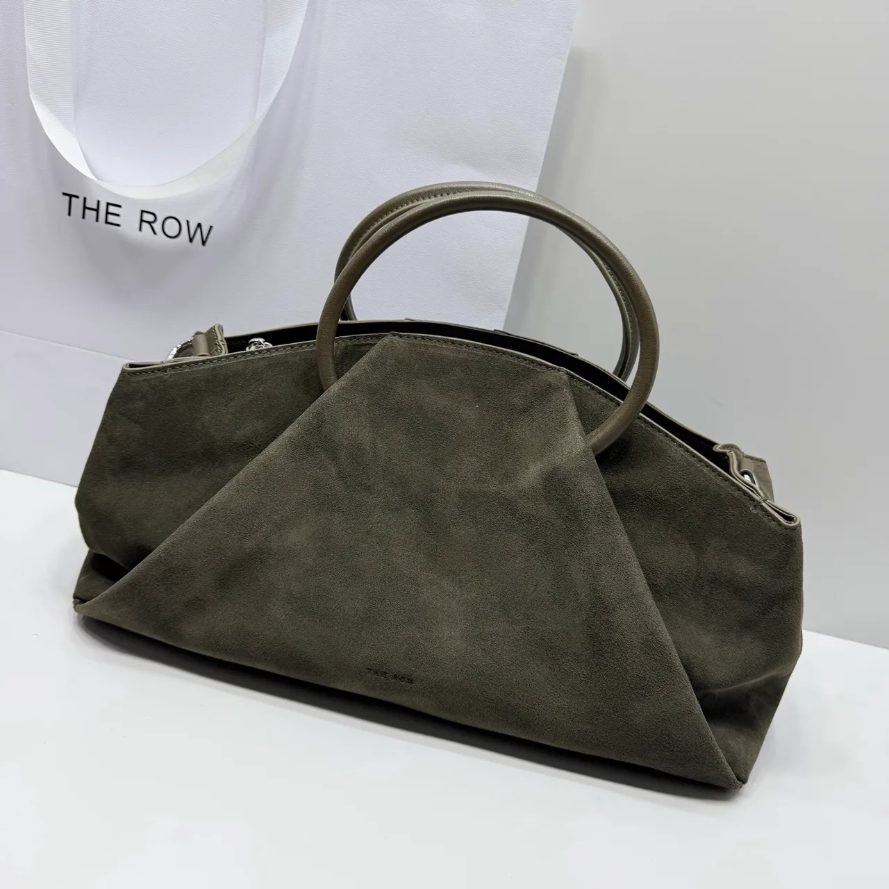 The Row Suede-Look Top-Handle Bag in Green · view 2