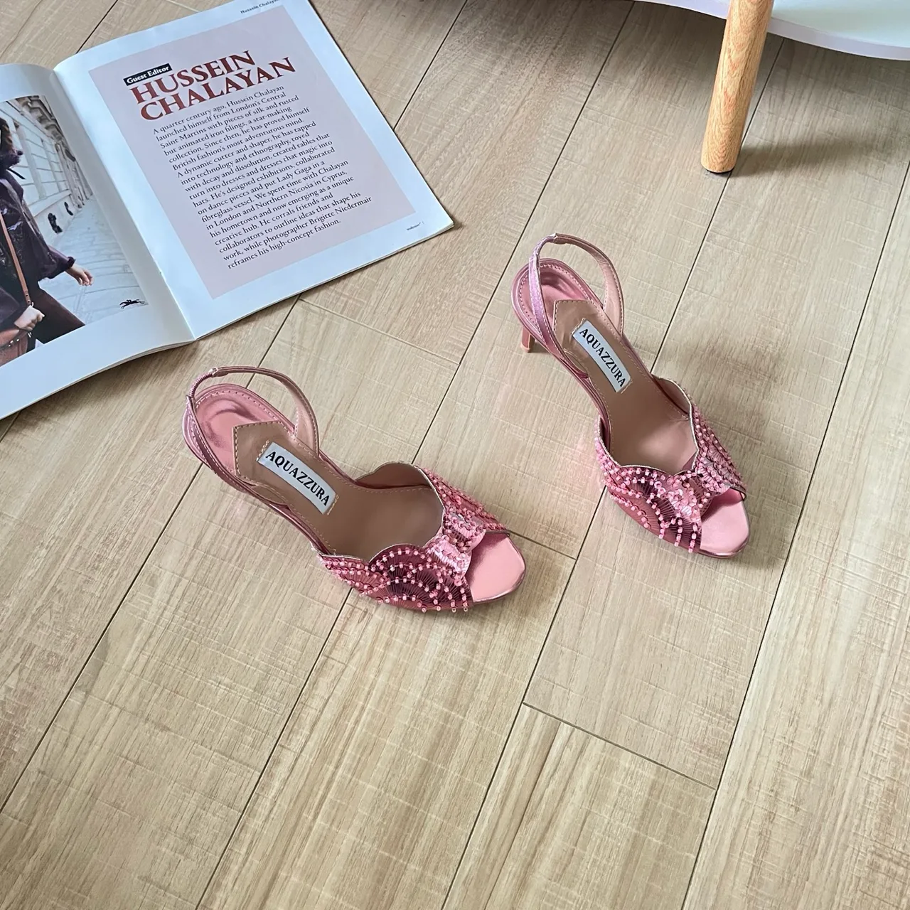Aquazzura Sheepskin Glossy Bow Embellished Slingback Sandals in Pink · view 3