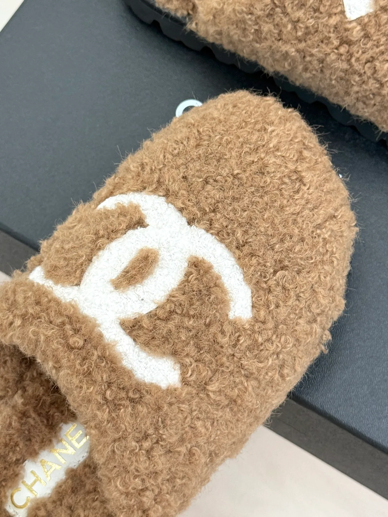 Chanel Denim Slippers in Tan · view 7