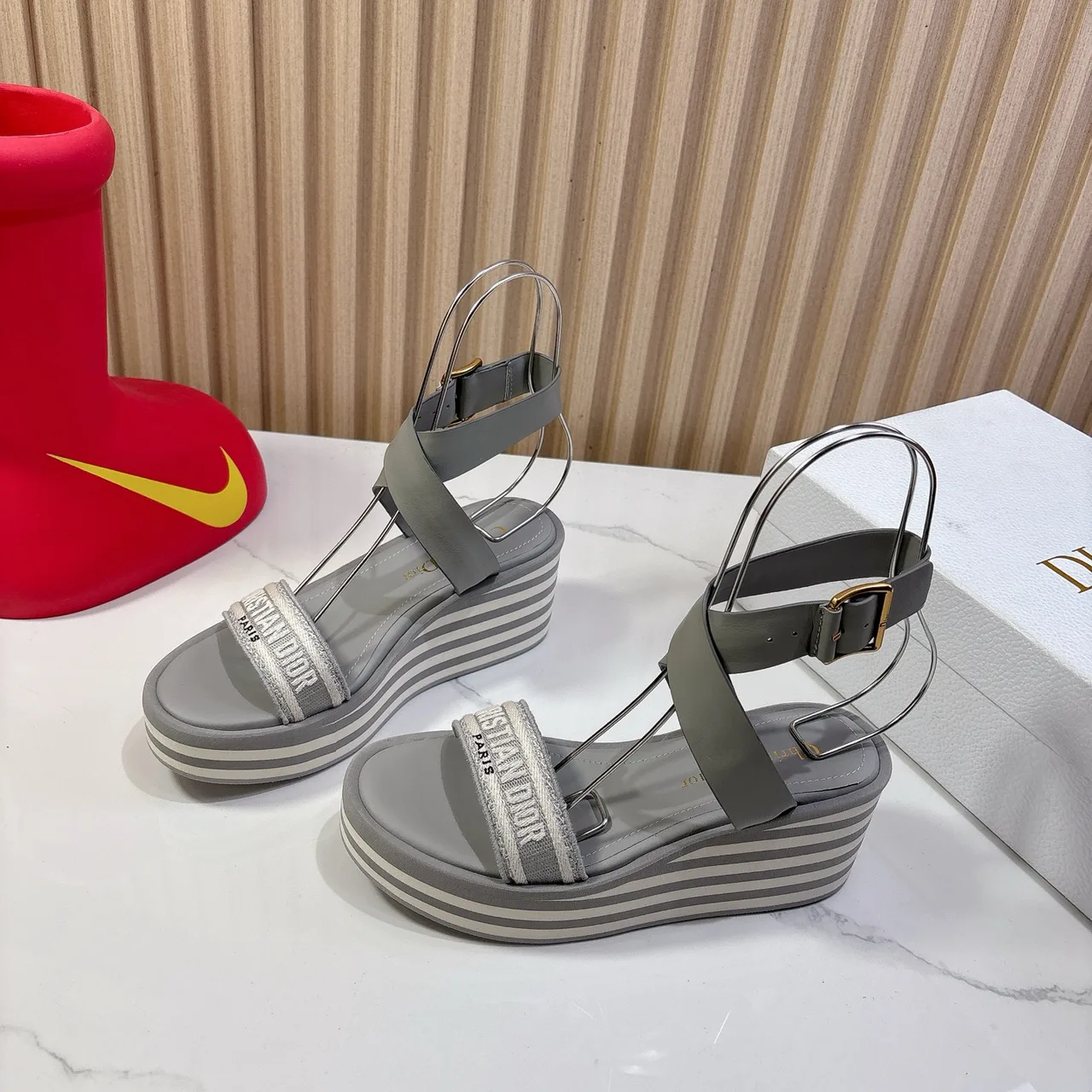 Dior Wedge Sandals in Grey / Black · view 4