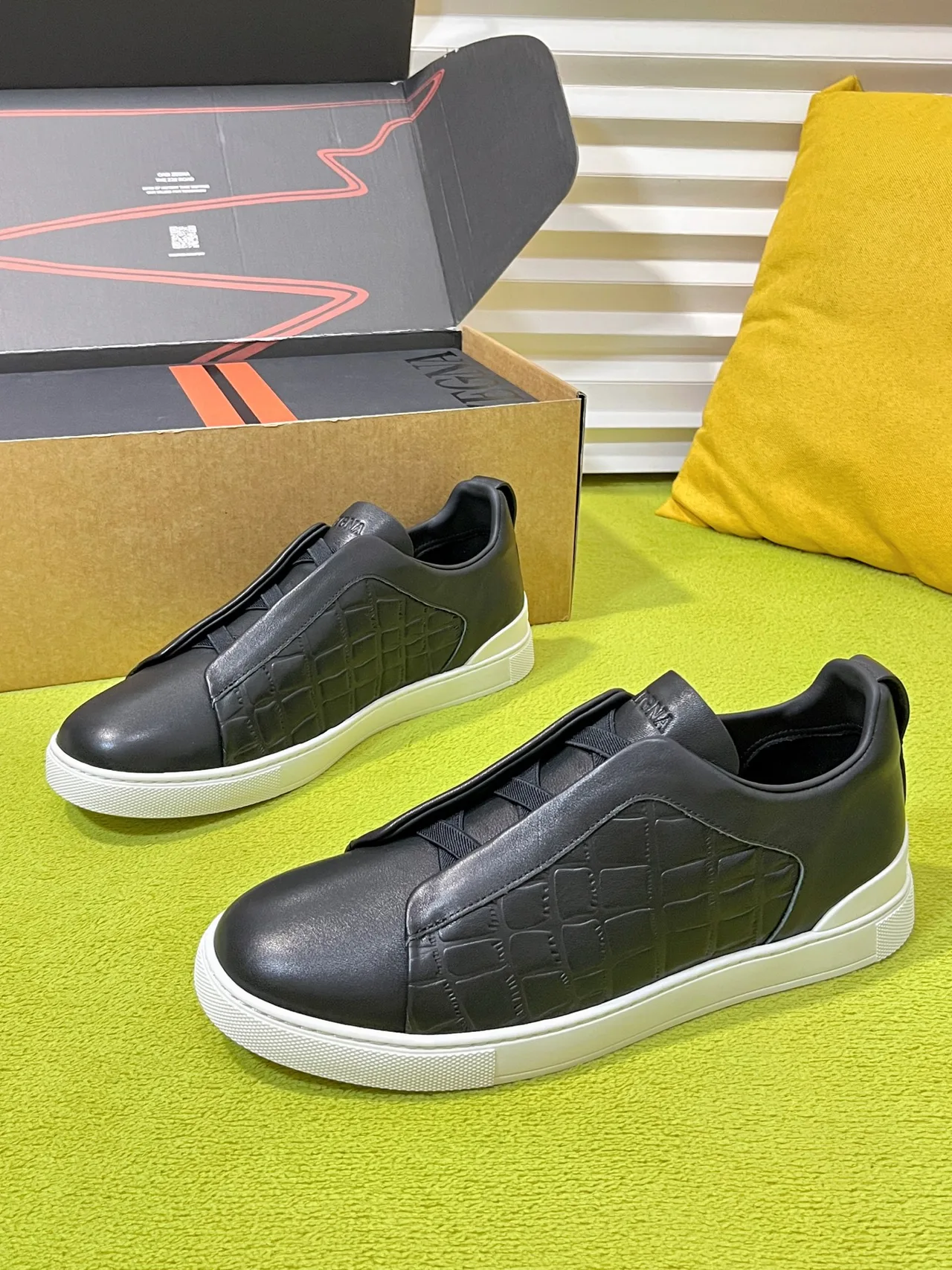 Zegna Slip-On Sneakers in Black · view 3