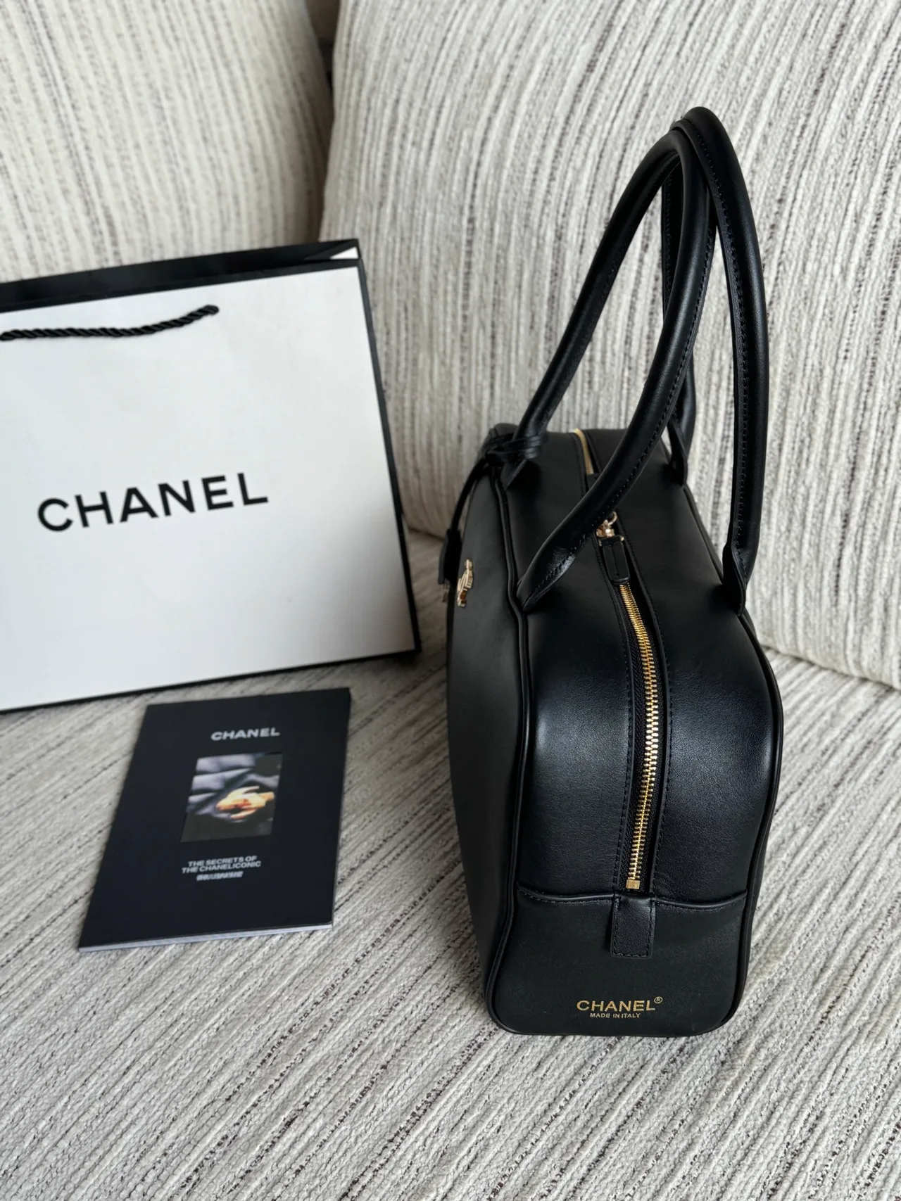 Chanel Glossy Top-Handle Bag in Black · view 2